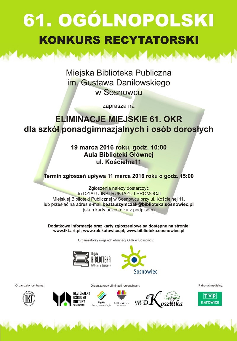 61.OKR Plakat eliminacji miejskich MBP Sosnowiec 2