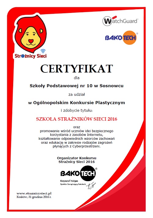 sp10 certyfikat szkola straznikow sieci